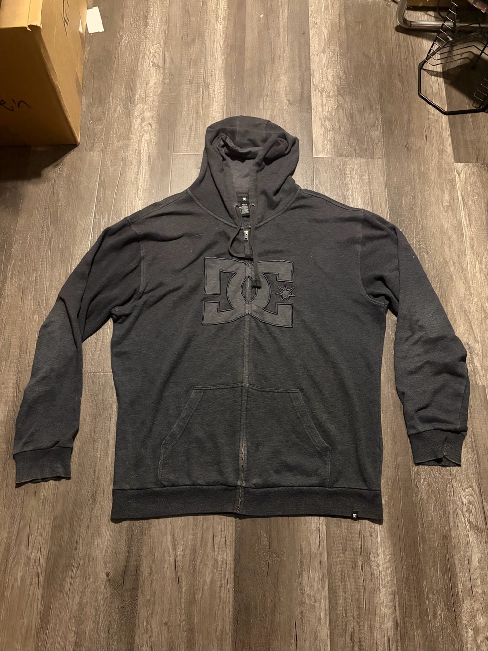 Grey DC Zip Hoodie Big Front Logo (XXL)